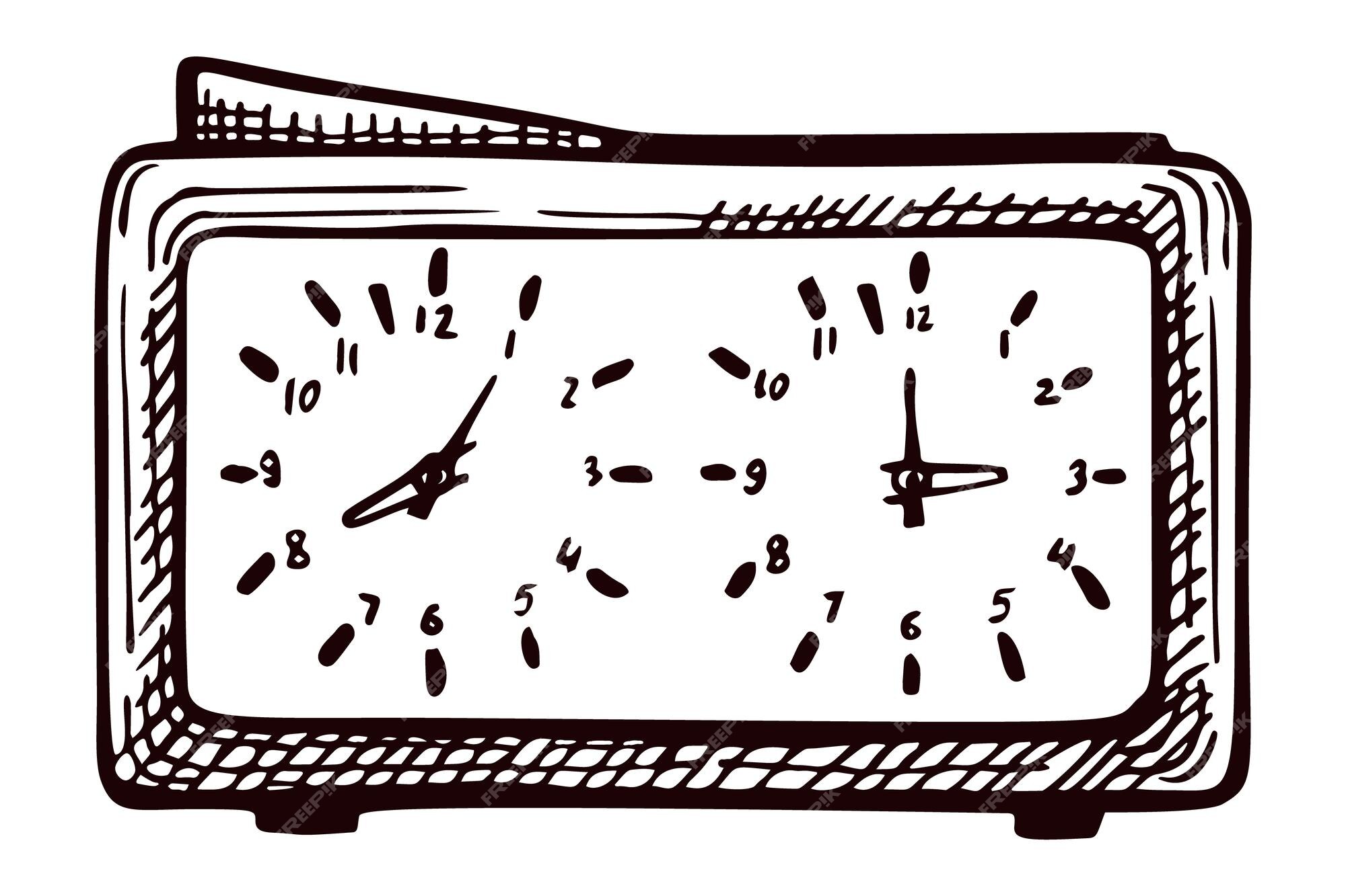 definir o esboço do relógio de xadrez isolado. relógios retrô