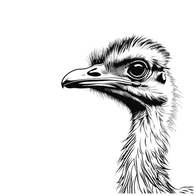 Esboço de retrato de avestruz vetorial desenhado à mão em estilo de gravura ilustração vetorial