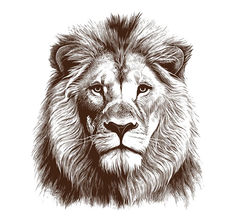 Esboço de retrato de leão desenhado à mão em estilo doodle Ilustração em vetor
