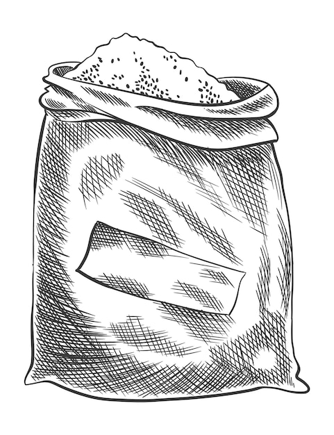 Esboço de sal marinho desenho à mão de especiarias em pó marinho vintage ingredientes alimentares para cozinhar ilustração vetorial de coloração isolada