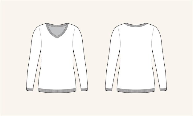 Vetor esboço de suéter feminino de pescoço de cor sólida para tach pack