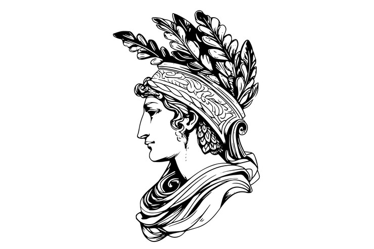 Vetor esboço de tinta da cabeça de hermes desenhado à mão ilustração vetorial de estilo gravado