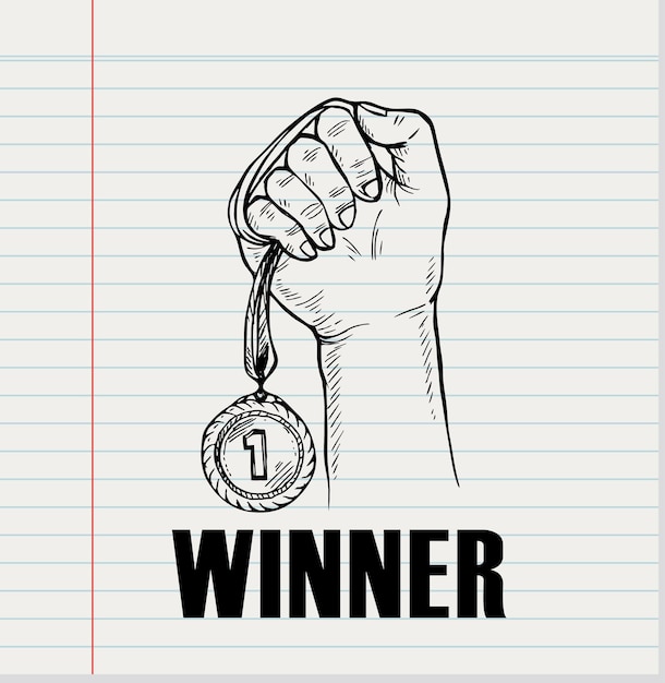 Esboço de troféu de estilo Doodle em formato vetorial em fundo branco