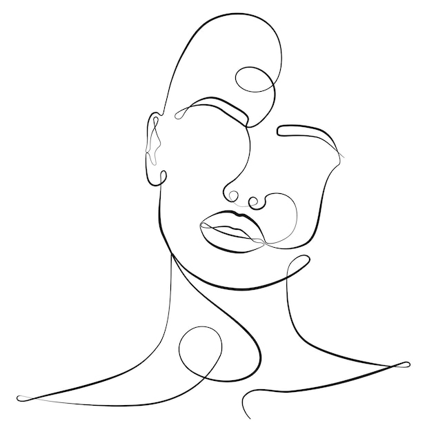 Esboço de um rosto abstrato feminino desenho de um rosto feminino em um estilo de linha minimalista