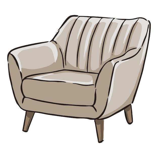 Vetor esboço de uma cadeira interior em ilustração vetorial colorida