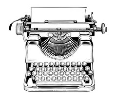 Vetor esboço de velha máquina de escrever vintage desenhado à mão em estilo doodle ilustração em vetor