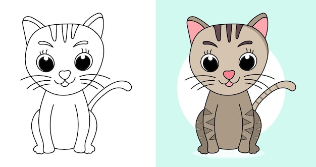 Arte de linha de casal de gatos para colorir página esboço desenhado à mão  de gato casal de gatos esboço desenho de gato