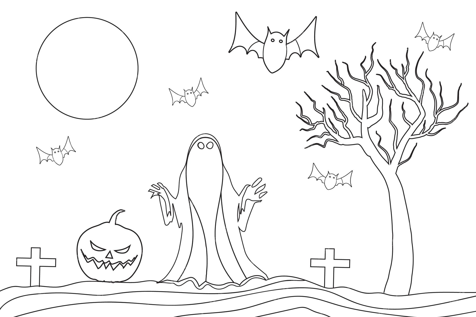 Desenho de Paisagem Halloween para Colorir - Colorir.com