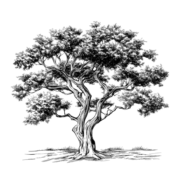 Esboço desenhado à mão árvore jacquemontia ilustração
