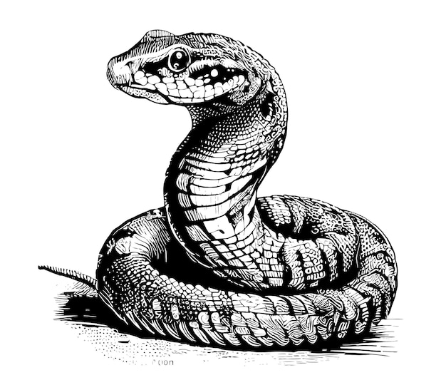 Esboço desenhado à mão de cobra Cobra ilustração vetorial de réptil