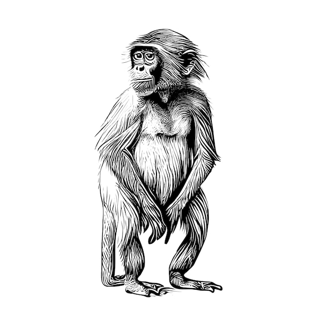 Ilustração Vetorial. Desenho Realista Desenhado à Mão De Um Orangotango  Macaco Ilustração do Vetor - Ilustração de selvagem, tatuagem: 219073056