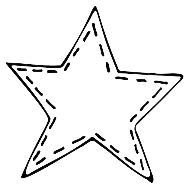 Esboço desenhado à mão de uma estrela em um fundo branco