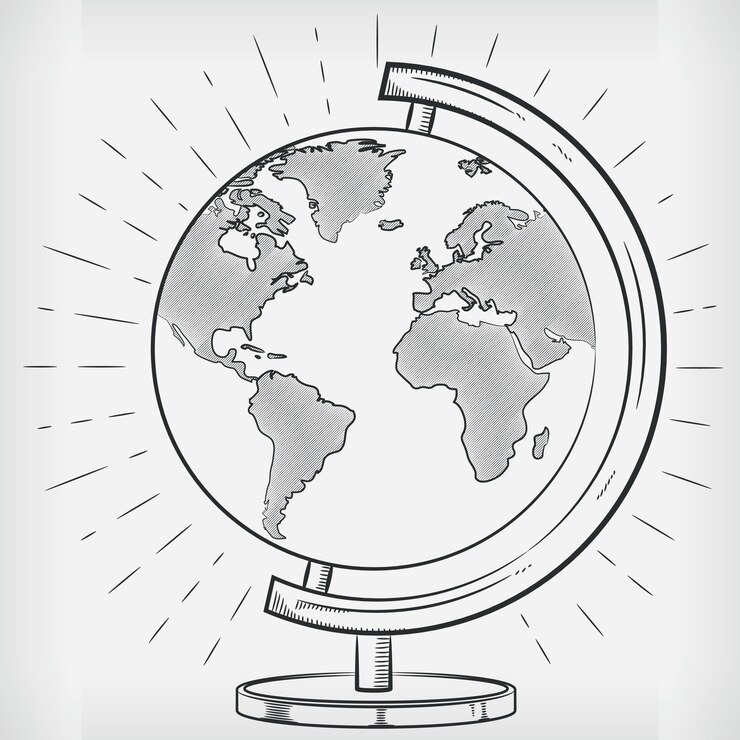 Vetor esboço desenhado à mão do doodle world globe