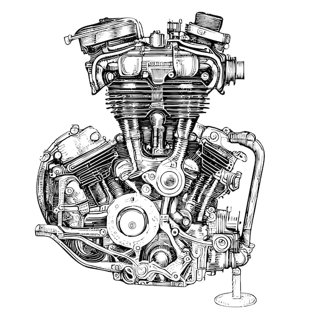 Desenho Do Vetor Motor De Arranque. Ilustração De Estilo Gravado Desenhado  à Mão Isolado Ilustração do Vetor - Ilustração de industrial, motor:  281777044