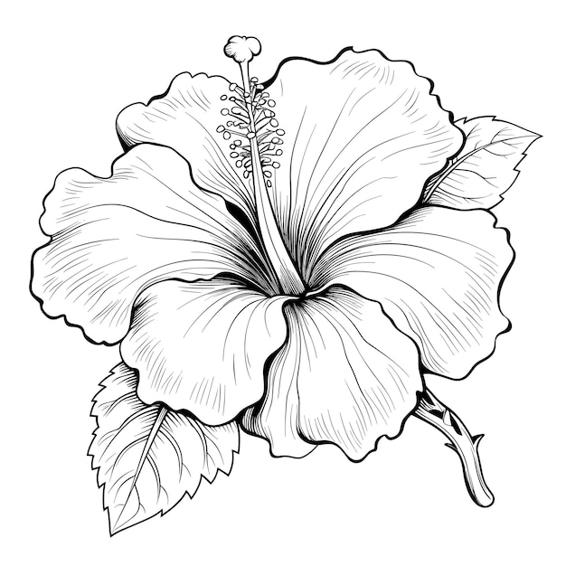 Esboço Desenhado à Mão Flor de Hibisco ilustração