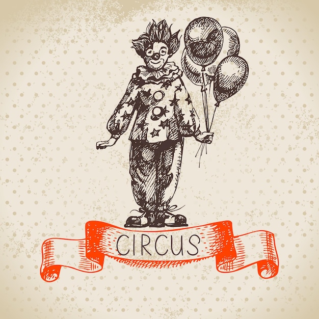 Esboço desenhado à mão ilustração vetorial de circo e diversão fundo vintage