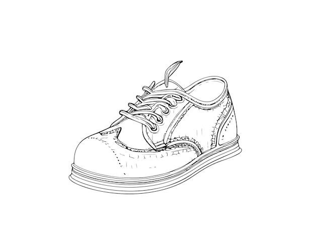 Esboço, desenhado à mão, sapato de arte de linha única