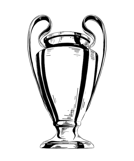 Esboço desenhado de mão da Taça de campeão em preto