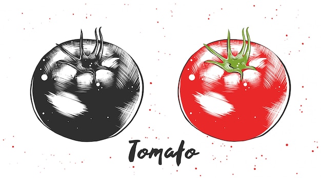 Vetor esboço desenhado de mão de tomate