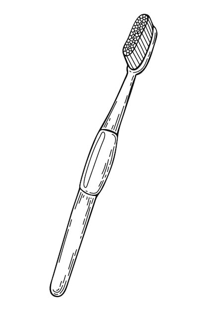Esboço escova de dentes higiene dental mão desenhada linha arte ilustração