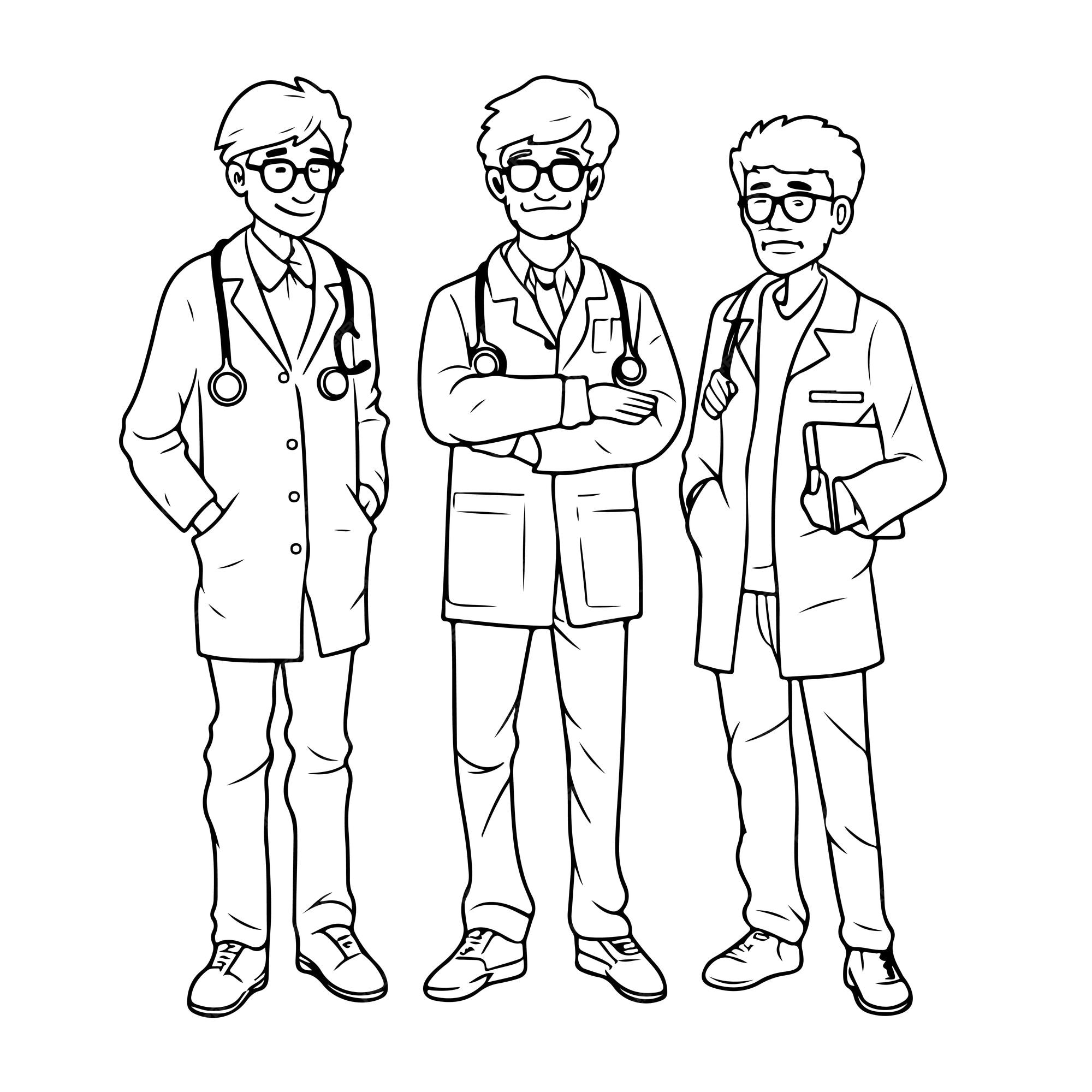 Desenho de médico masculino para colorir