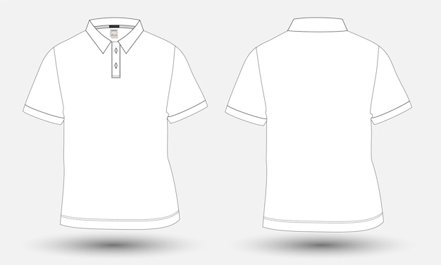 Vetor esboço plano de camisa polo modelo de design camisa polo ilustração técnica de moda maquete de camisa polo