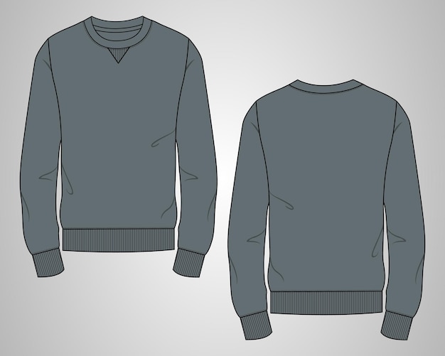 Esboço plano de moda técnica de camisola de manga comprida modelo de ilustração vetorial
