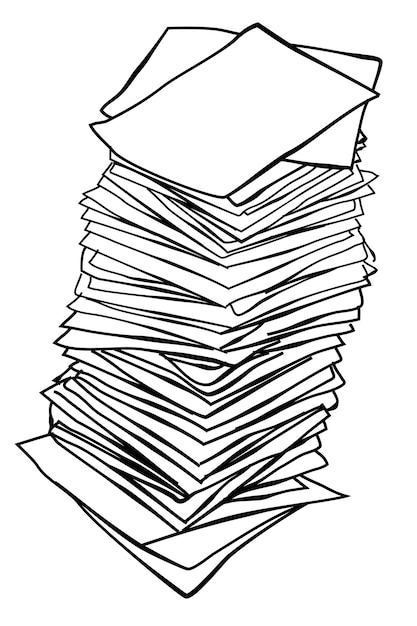 Vetor esboço simples vector pilha de papel em branco, isolado no branco