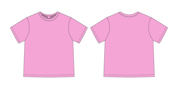 Esboço técnico de vestuário camiseta de tamanho grande unissex Modelo de design de camiseta Cor rosa