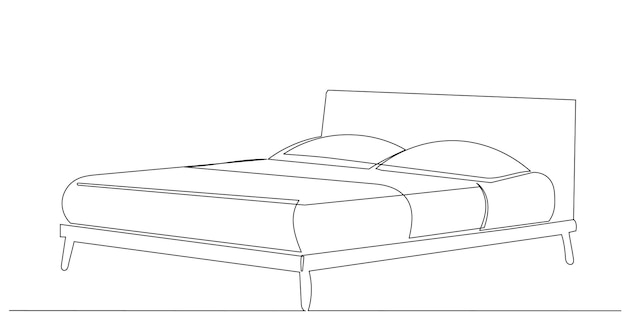 Esboço vetorial de desenho de linha contínua de cama