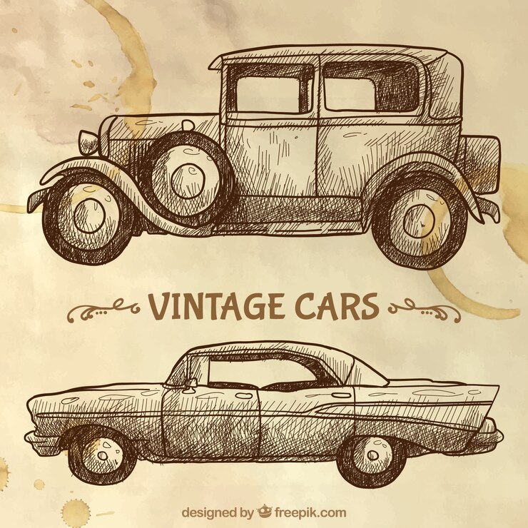 Vetor esboços de carros antigos