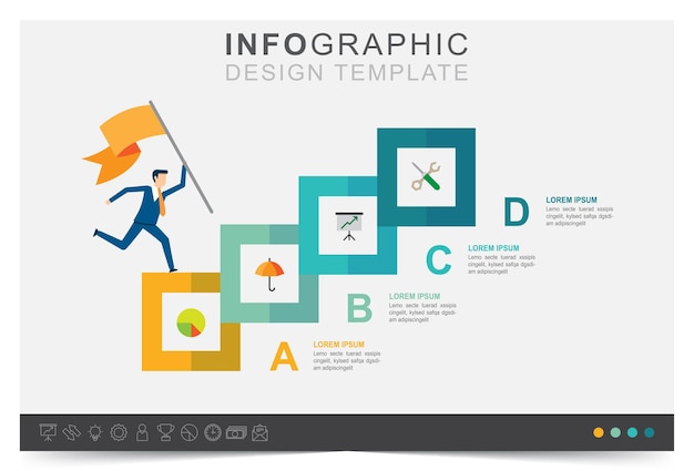 Escada de apresentação de modelo infográfico moderno para o sucesso nos negócios