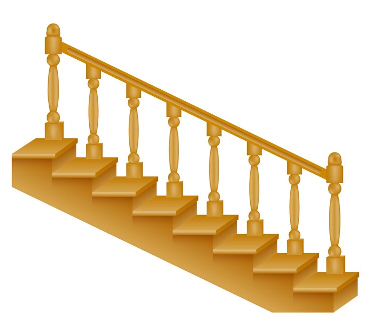 Vetor escadas para a casa dentro do segundo andar feitas de ilustração vetorial de madeira