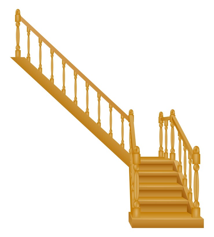 Vetor escadas para a casa dentro do segundo andar feitas de ilustração vetorial de madeira