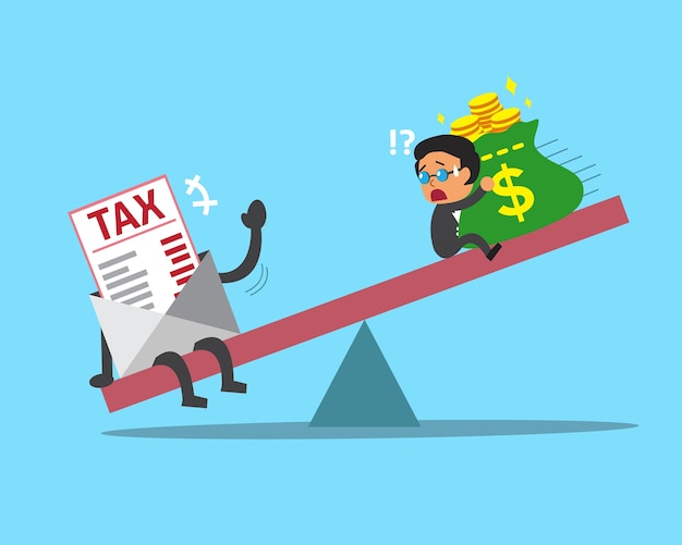 Escala de desenhos animados entre empresário e imposto