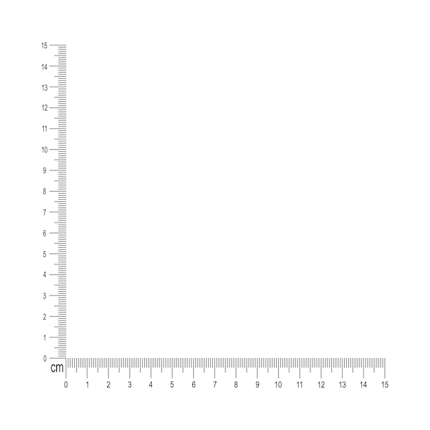 Vetor escala de régua de canto de 15 cm isolada em fundo branco. modelo de ferramenta de medição