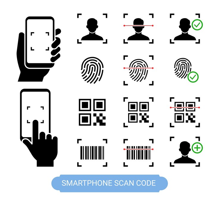 Escanear código QR do smartphone encontrar amigo ícone de código de barras