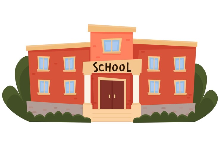 Vetor escola. a construção de uma instituição de ensino