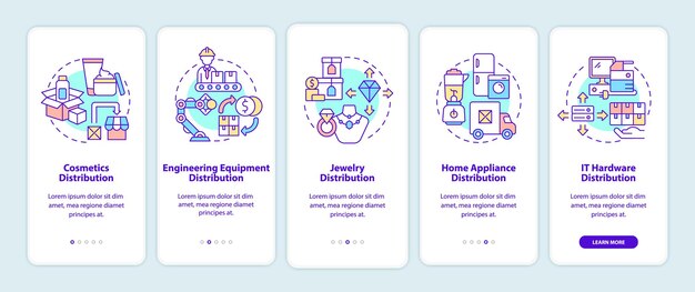 Escolha de produtos para dicas de distribuição na tela da página do aplicativo móvel