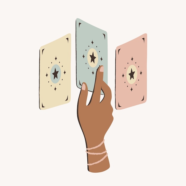 Escolha uma carta de tarô da matriz com ilustração de mão