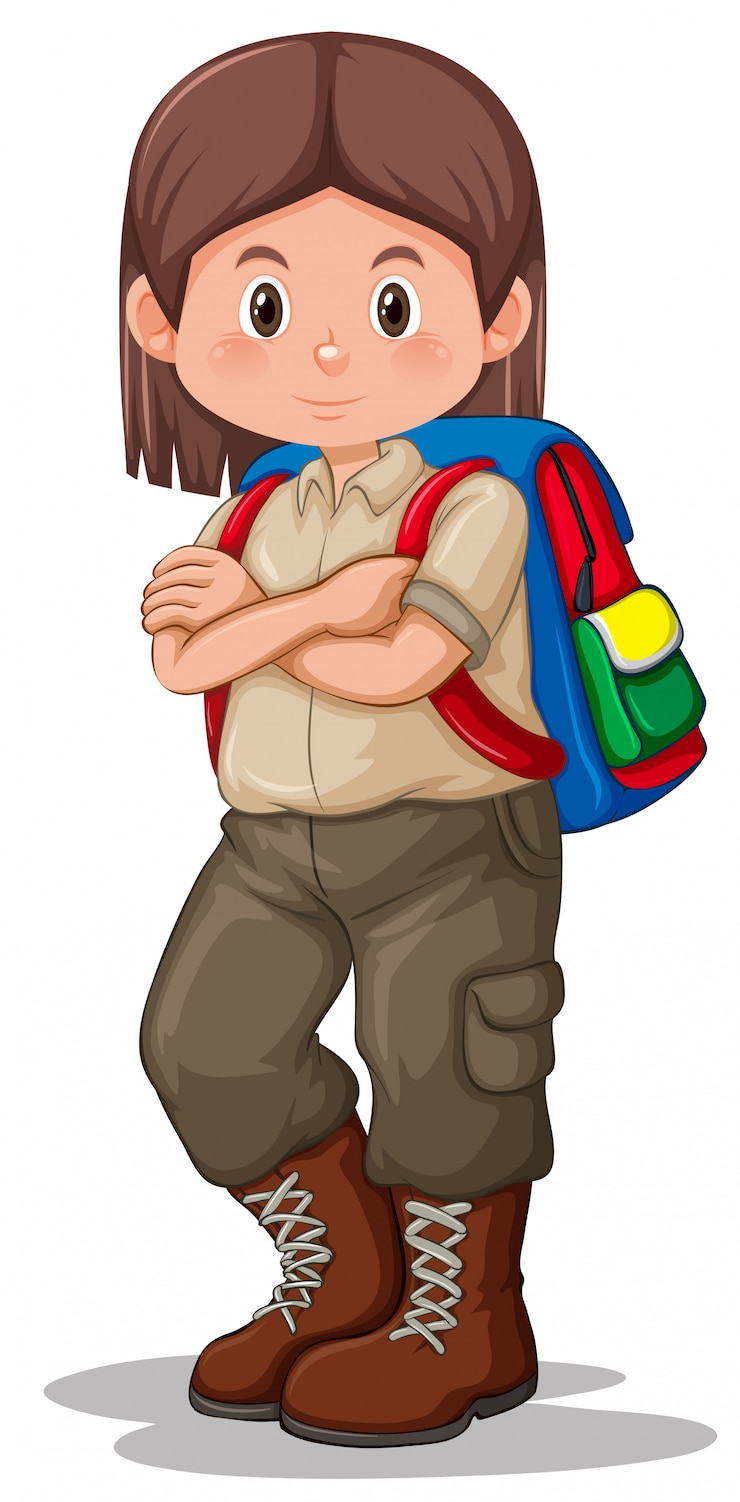 Vetor escoteira com mochila