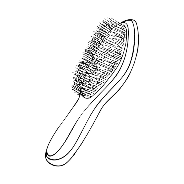 Vetor escova de cabelo desenhada à mão. ilustração em vetor contorno.