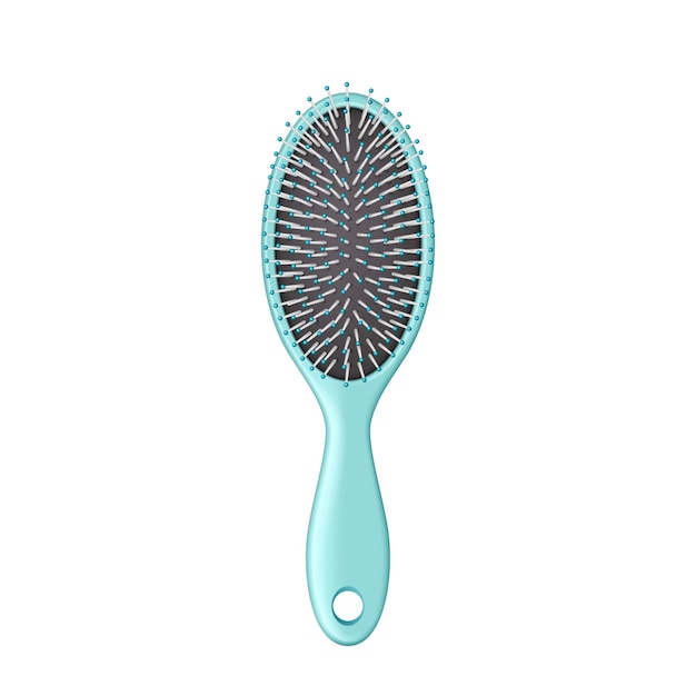 Vetor escova de cabelo pente ícone realista isolado 3d escova de cabelo barbeiro e ferramenta de cabeleireiro cuidados com o cabelo de plástico ou acessório de salão de penteado ilustração vetorial 3d