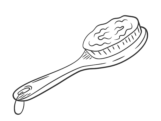 Escova de dente. estilo de desenho doodle. escova de madeira simples de desenho de linha. ilustração em vetor isolado.