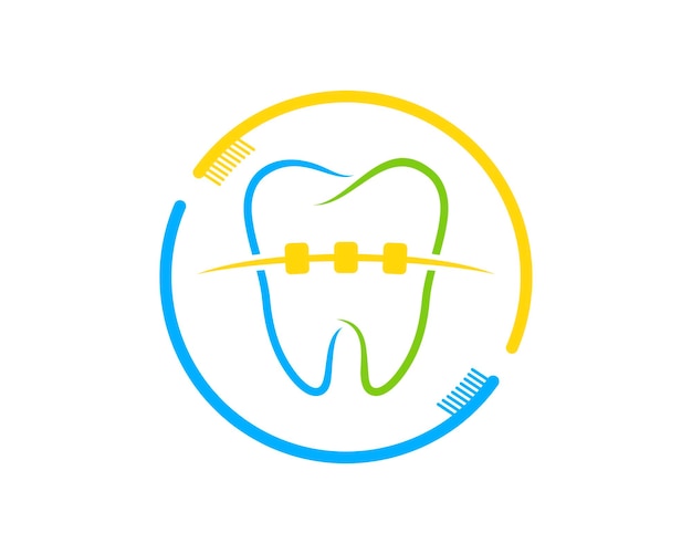 Escova de dentes circular com dente saudável e aparelho dentro