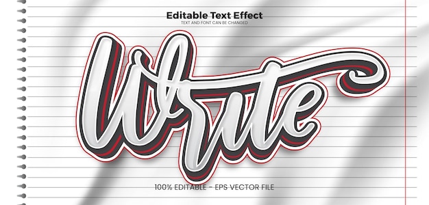 Vetor escreva efeito de texto editável no estilo de tendência moderna