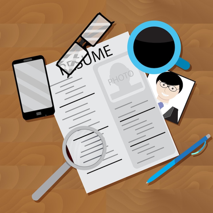 Vetor escrever currículo e procurar emprego