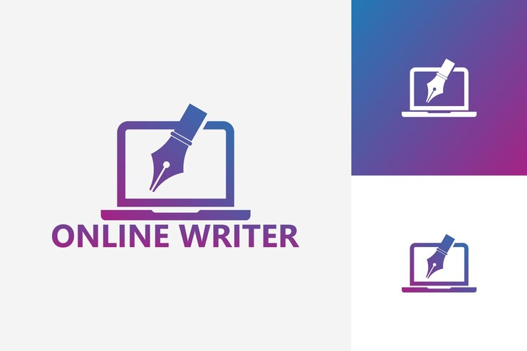 Escritor Online Logo Template Design Vector, Emblema, Conceito de Design, Símbolo Criativo, Ícone