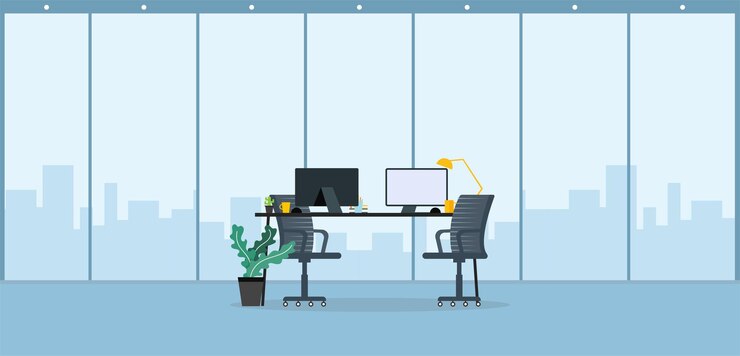 Vetor escritório de trabalho de aprendizagem e ensino na companhia de empresários trabalhando com ilustração de programas