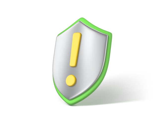 Vetor escudo 3d com ponto de exclamação ilustração de aviso de proteção ícone de alerta símbolo de segurança e seguro vetor ilustração 3d